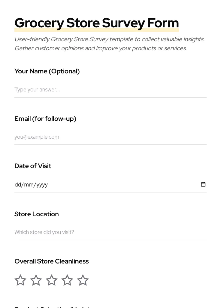 Grocery Store Survey preview