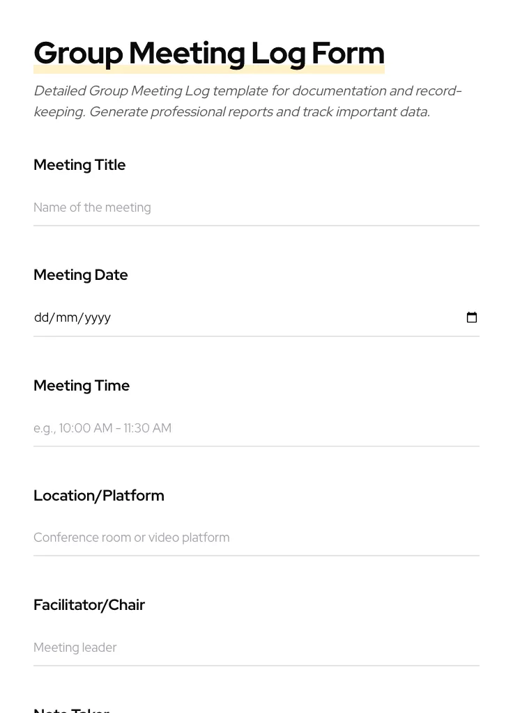 Group Meeting Log preview