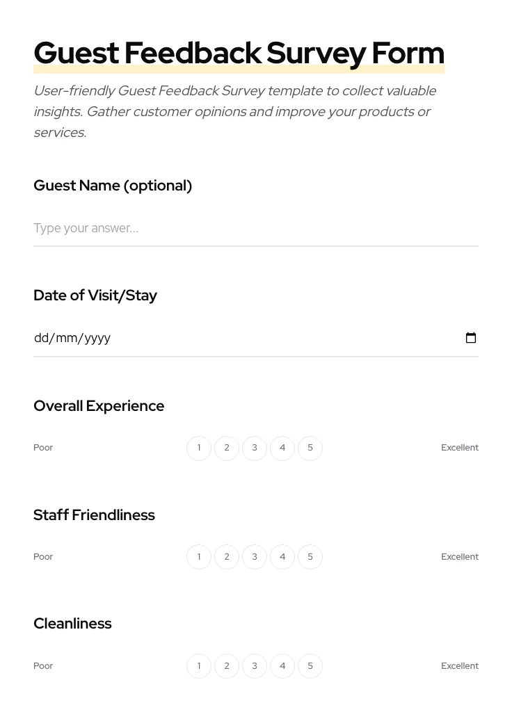 Guest Feedback Survey preview