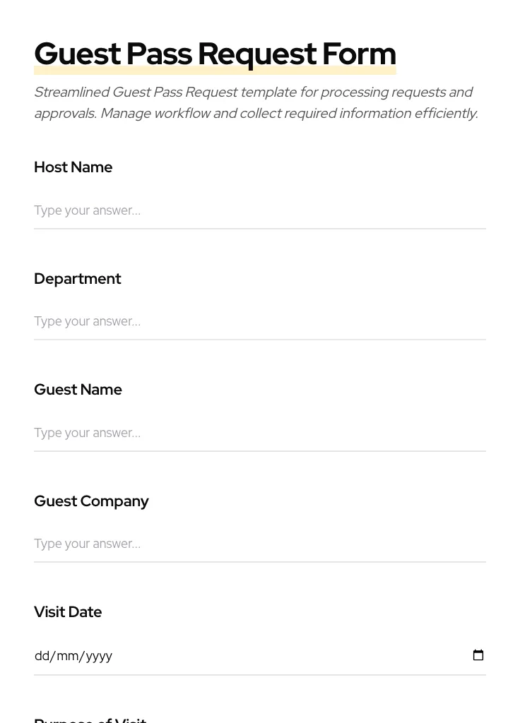 Guest Pass Request preview