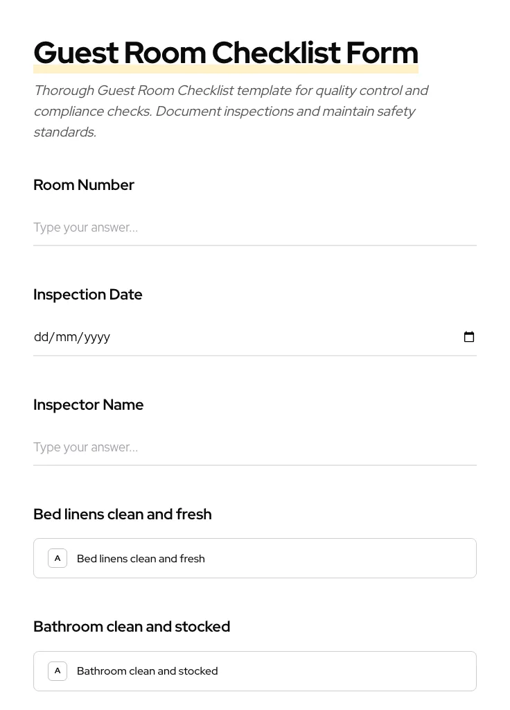 Guest Room Checklist preview