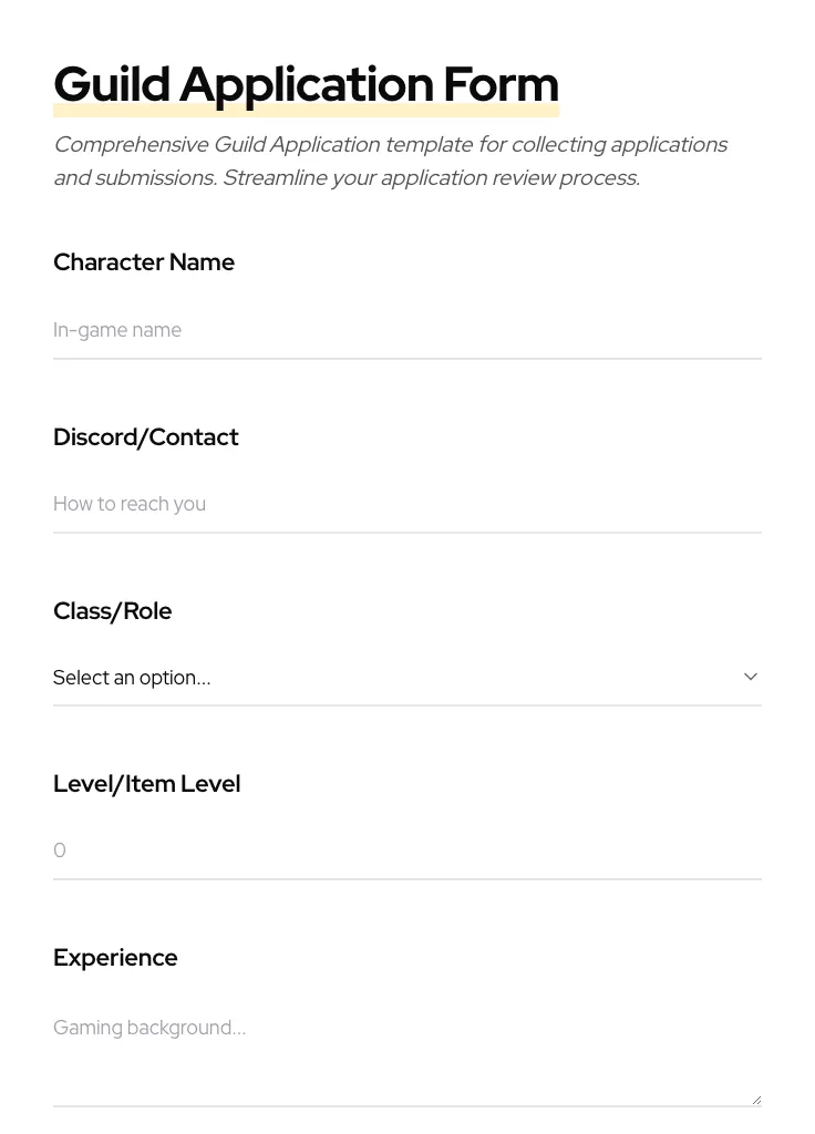 Guild Application preview