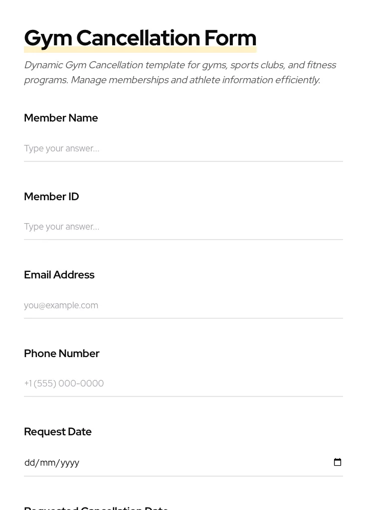 Gym Cancellation preview