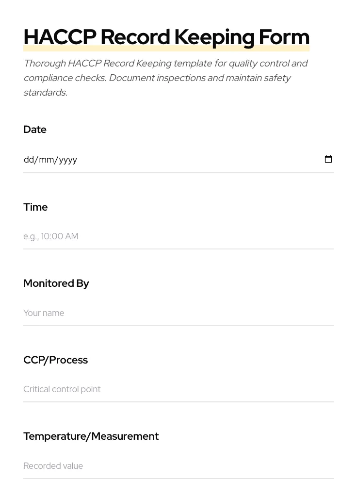 HACCP Record Keeping preview