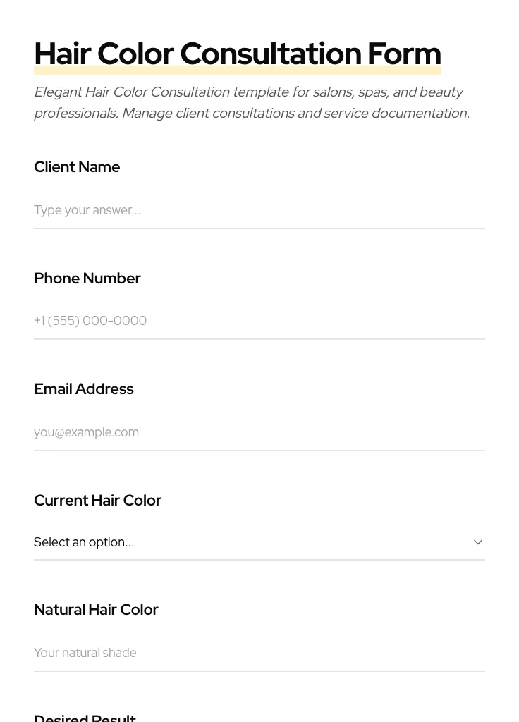 Hair Color Consultation preview