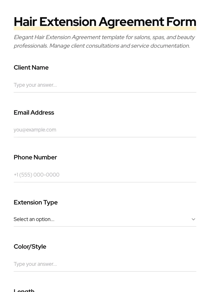 Hair Extension Agreement preview
