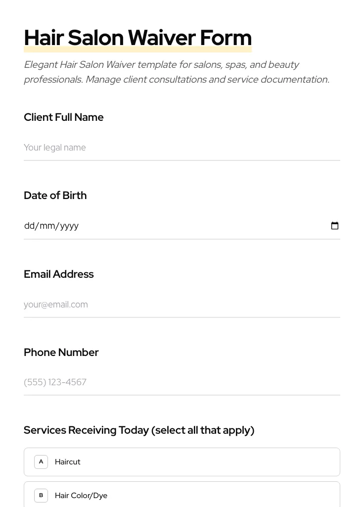 Hair Salon Waiver preview