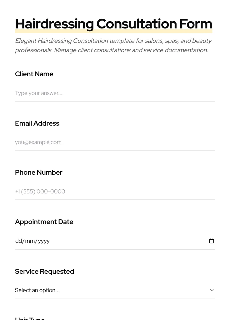 Hairdressing Consultation preview