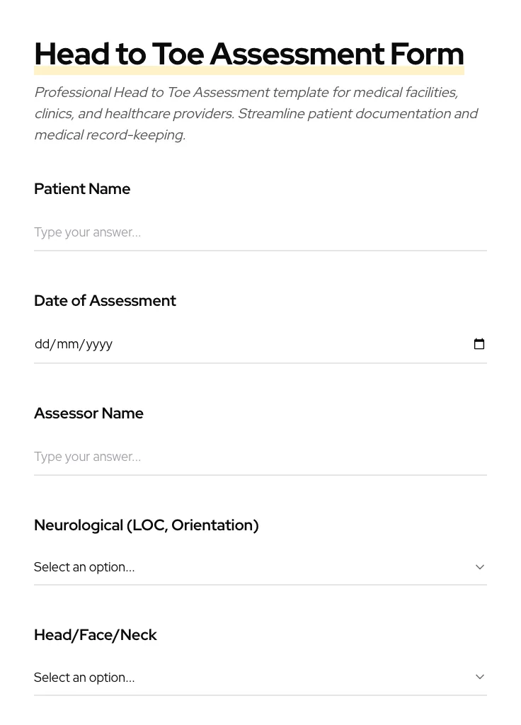 Head to Toe Assessment preview