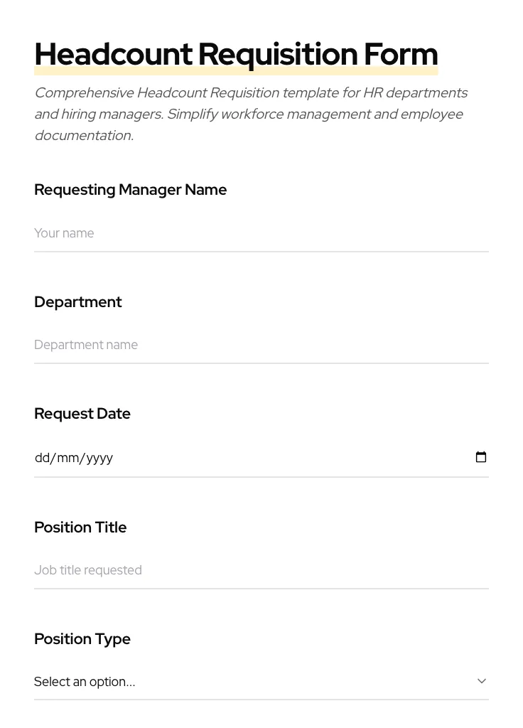 Headcount Requisition preview