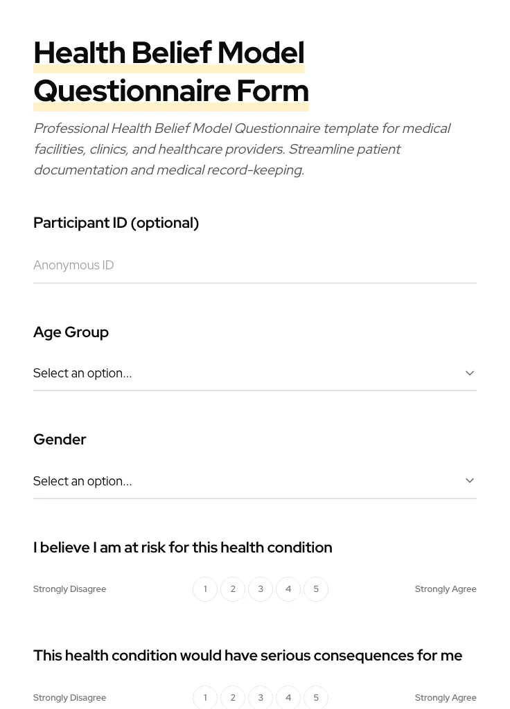 Health Belief Model Questionnaire preview