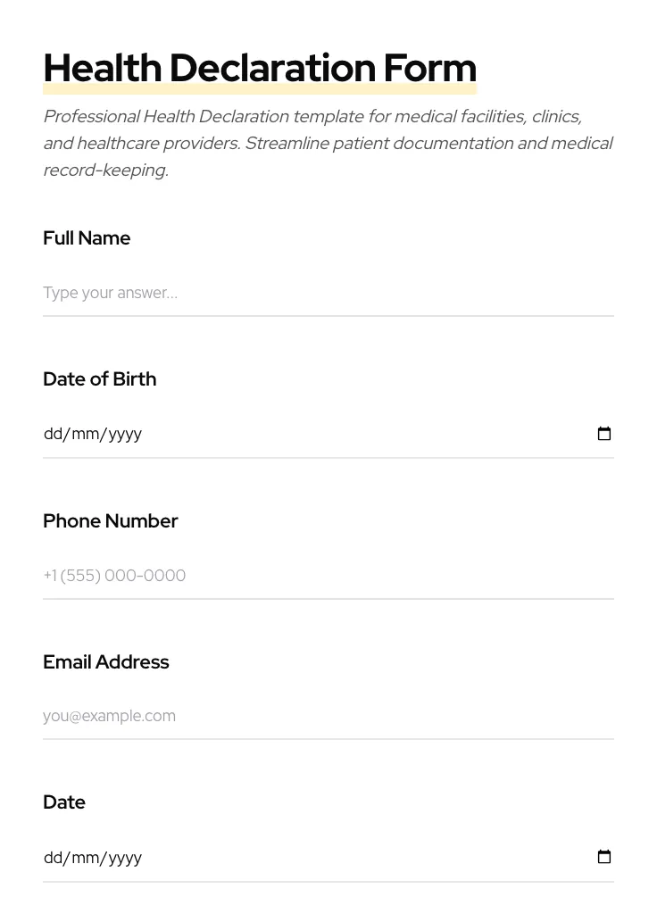 Health Declaration preview