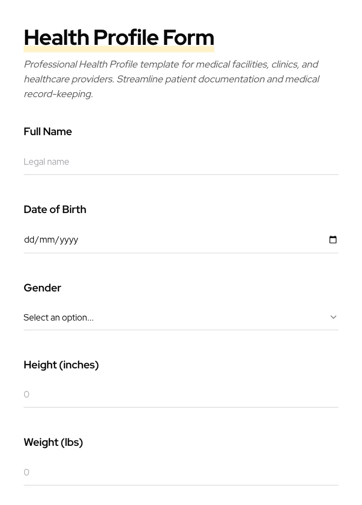 Health Profile preview