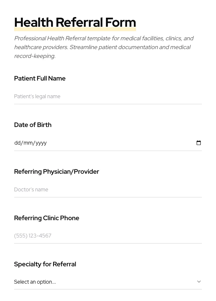 Health Referral preview