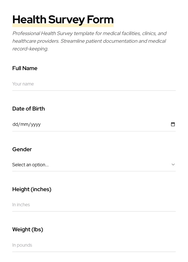 Health Survey preview