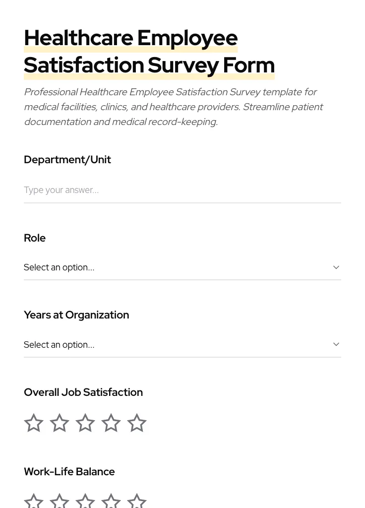 Healthcare Employee Satisfaction Survey preview