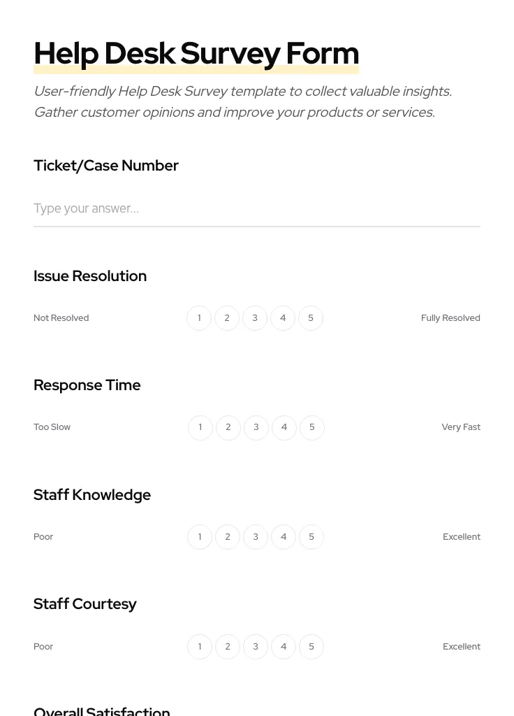 Help Desk Survey preview
