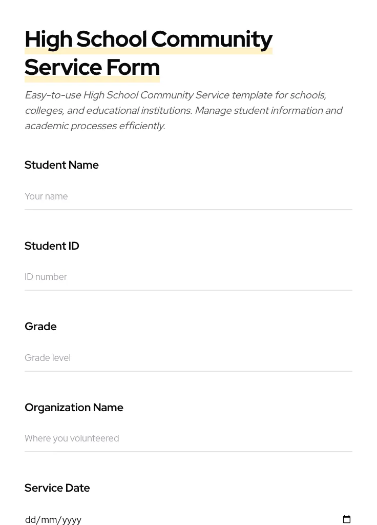 High School Community Service preview