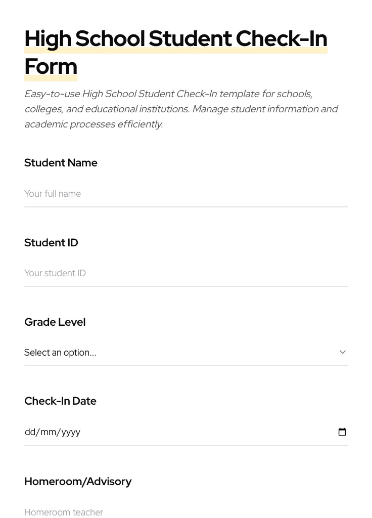 High School Student Check-In preview