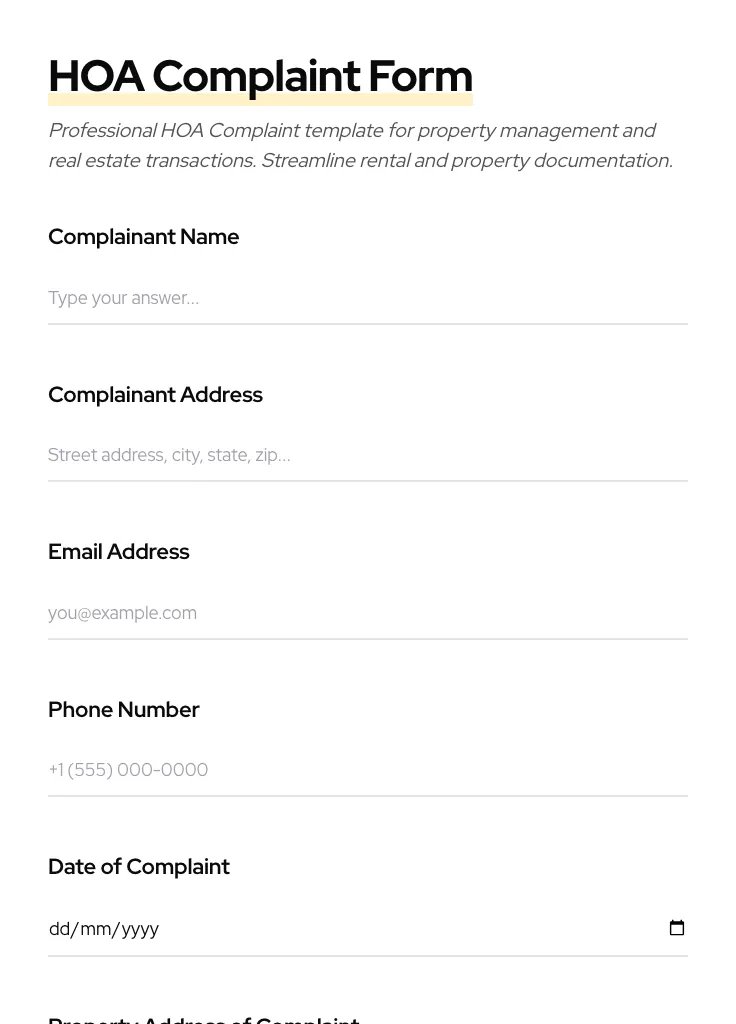 HOA Complaint preview