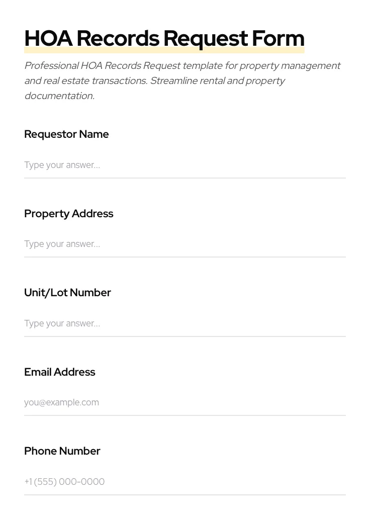 HOA Records Request preview