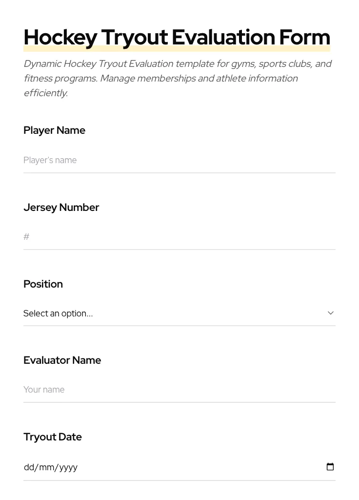 Hockey Tryout Evaluation preview