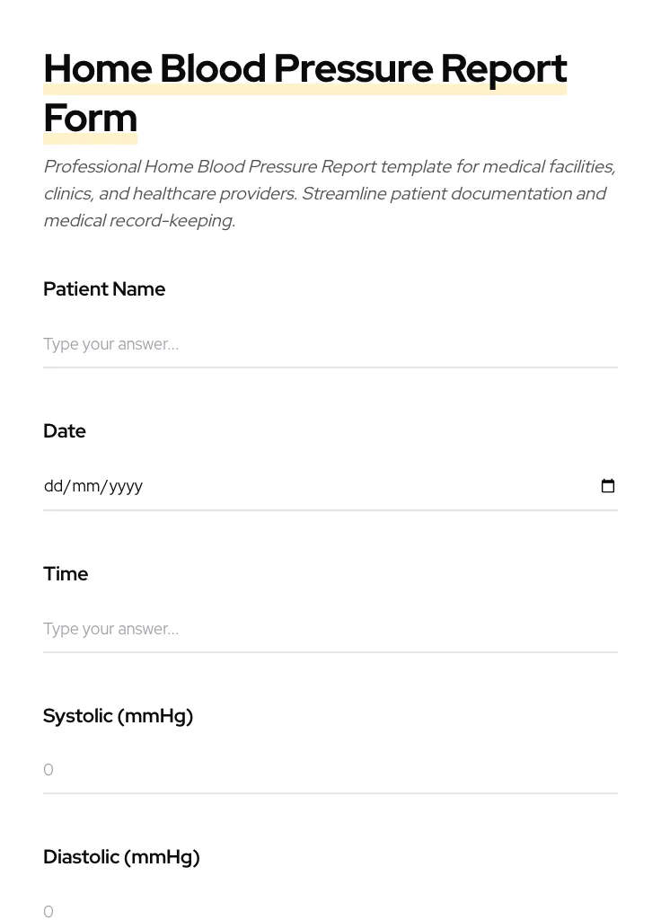 Home Blood Pressure Report preview