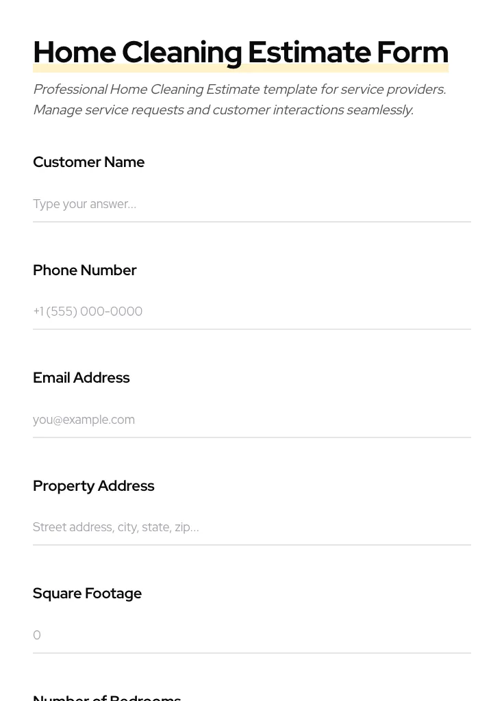 Home Cleaning Estimate preview