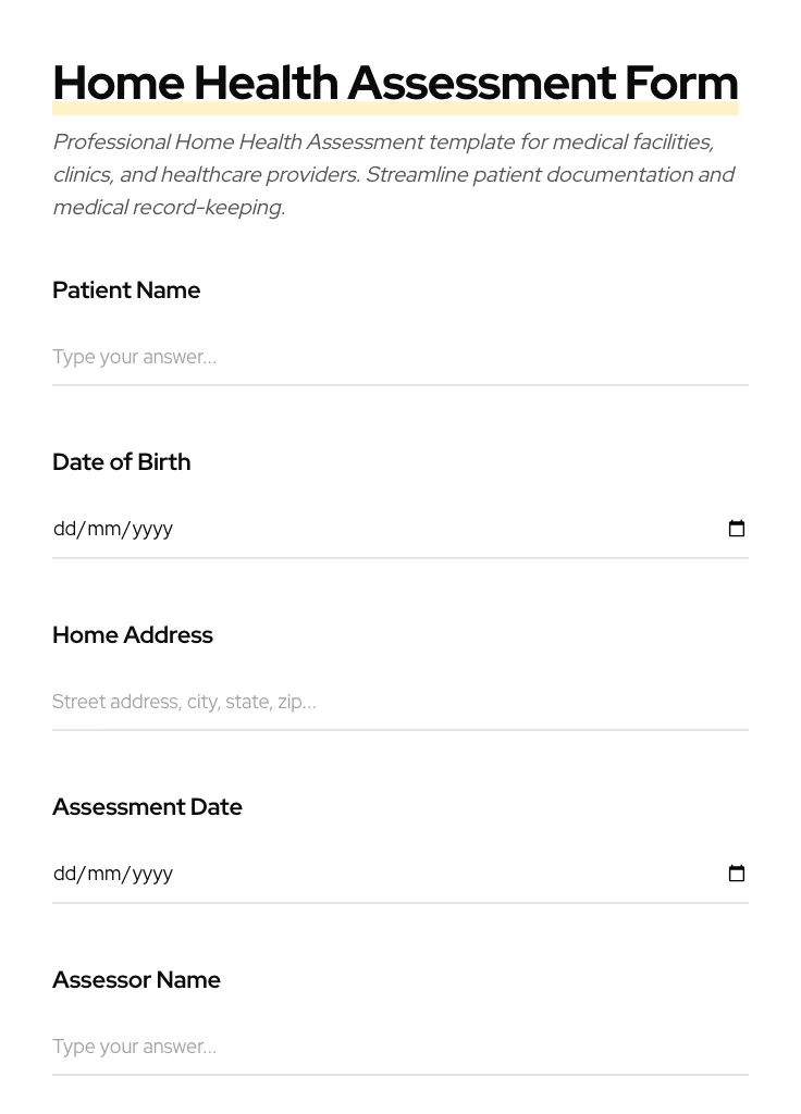 Home Health Assessment preview