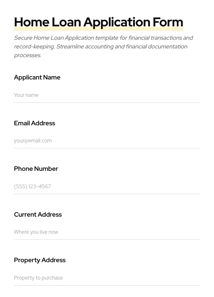 Home Loan Application preview