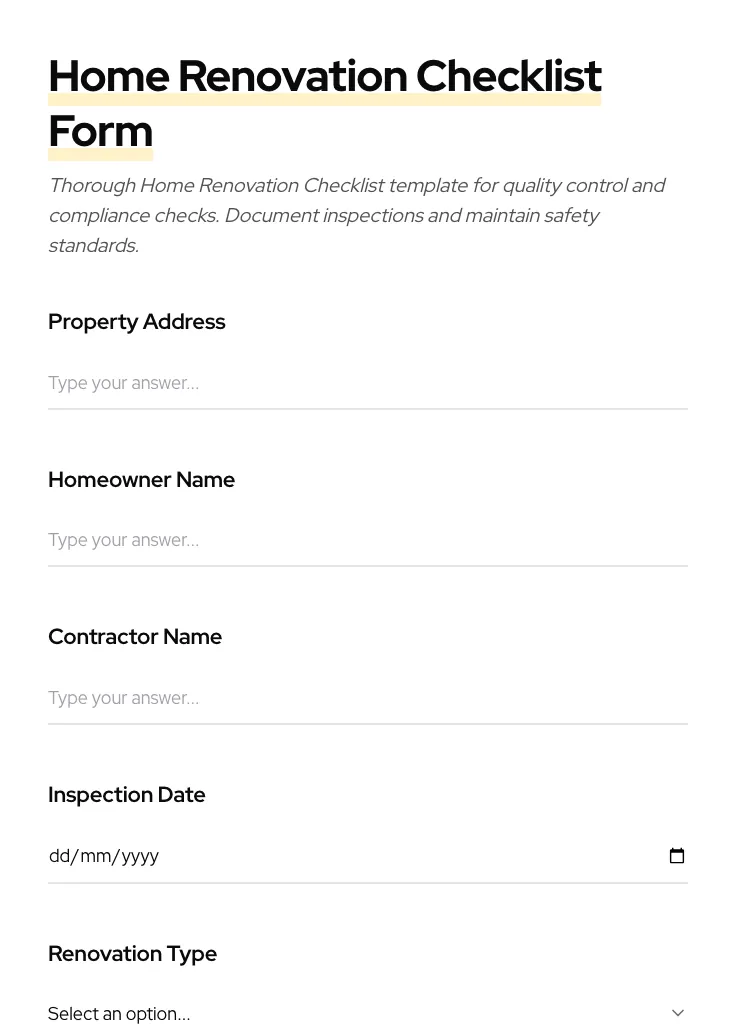 Home Renovation Checklist preview