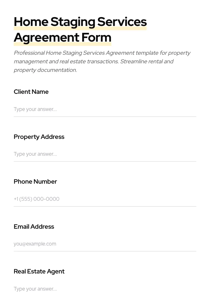 Home Staging Services Agreement preview