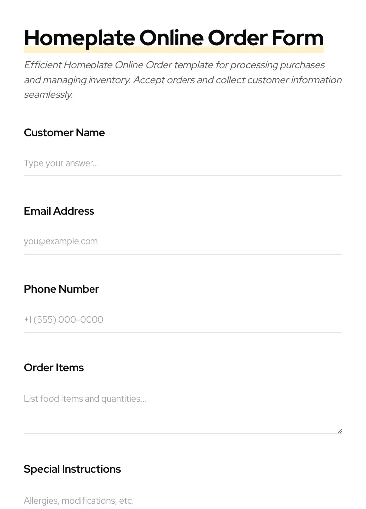 Homeplate Online Order preview