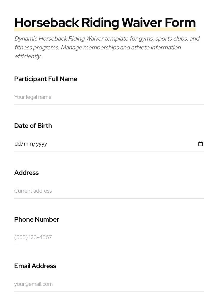 Horseback Riding Waiver preview
