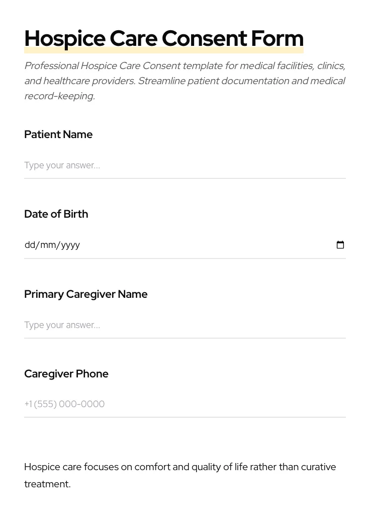 Hospice Care Consent preview