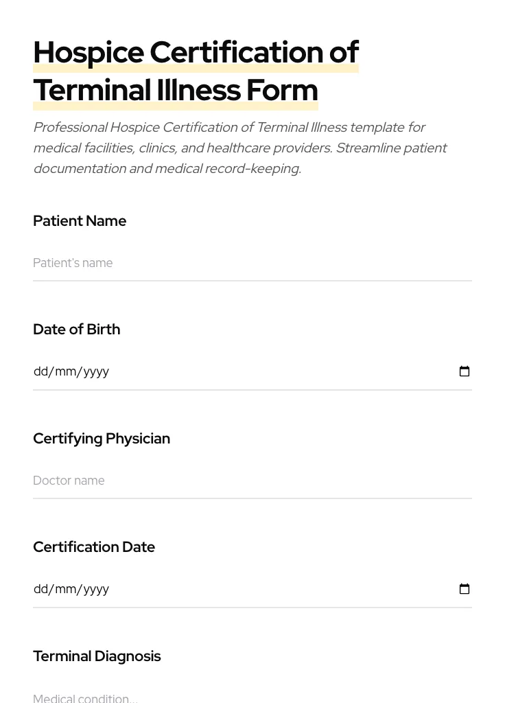 Hospice Certification of Terminal Illness preview