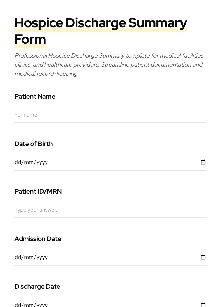 Hospice Discharge Summary preview