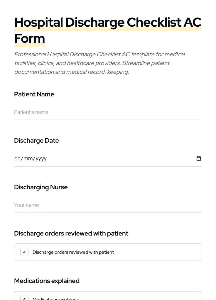 Hospital Discharge Checklist AC preview