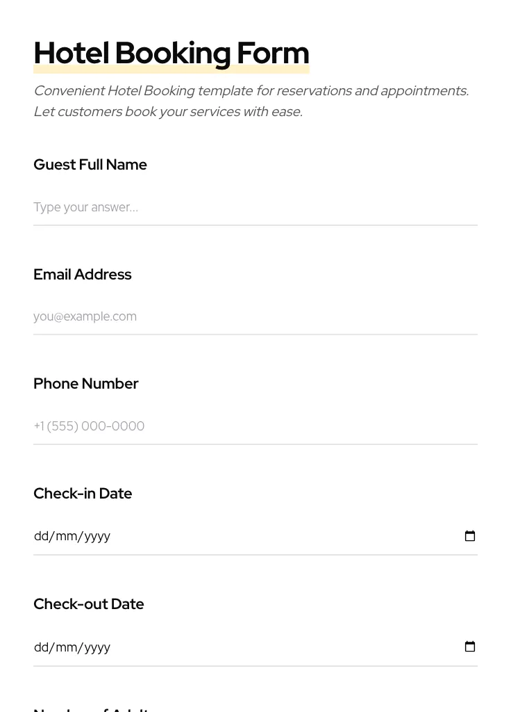 Hotel Booking preview