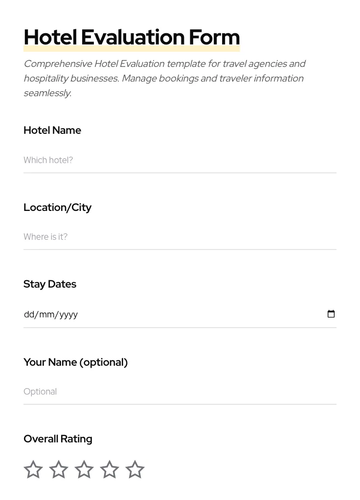 Hotel Evaluation preview