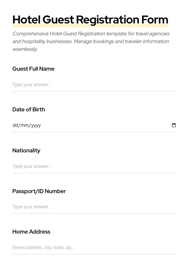 Hotel Guest Registration preview