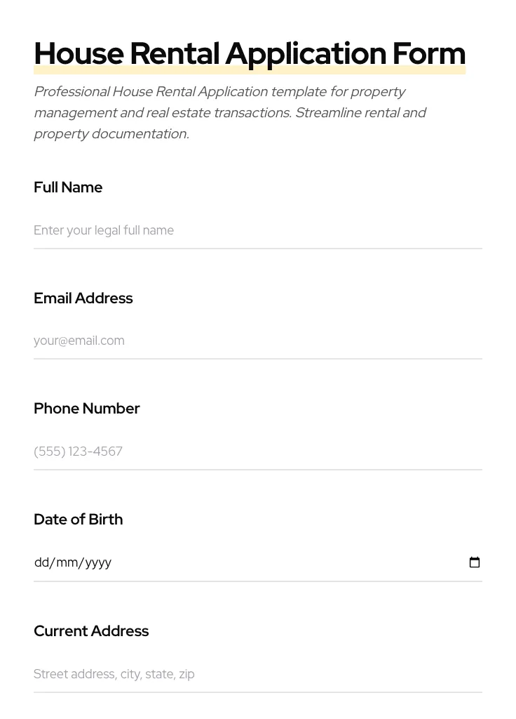 House Rental Application preview