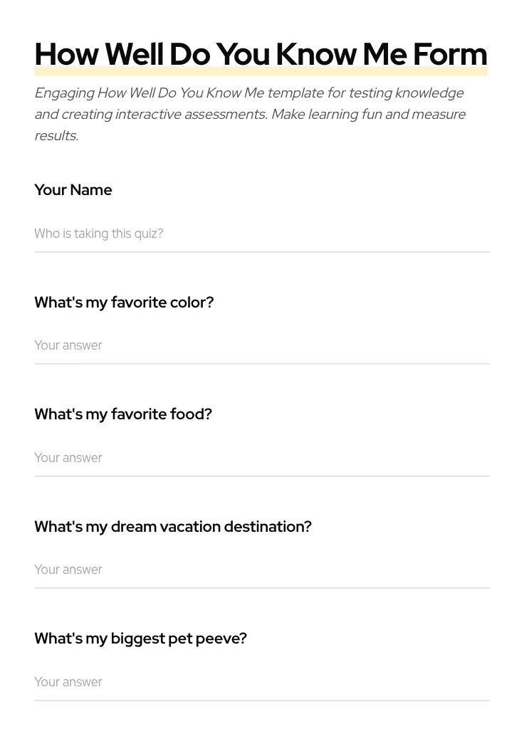 How Well Do You Know Me preview