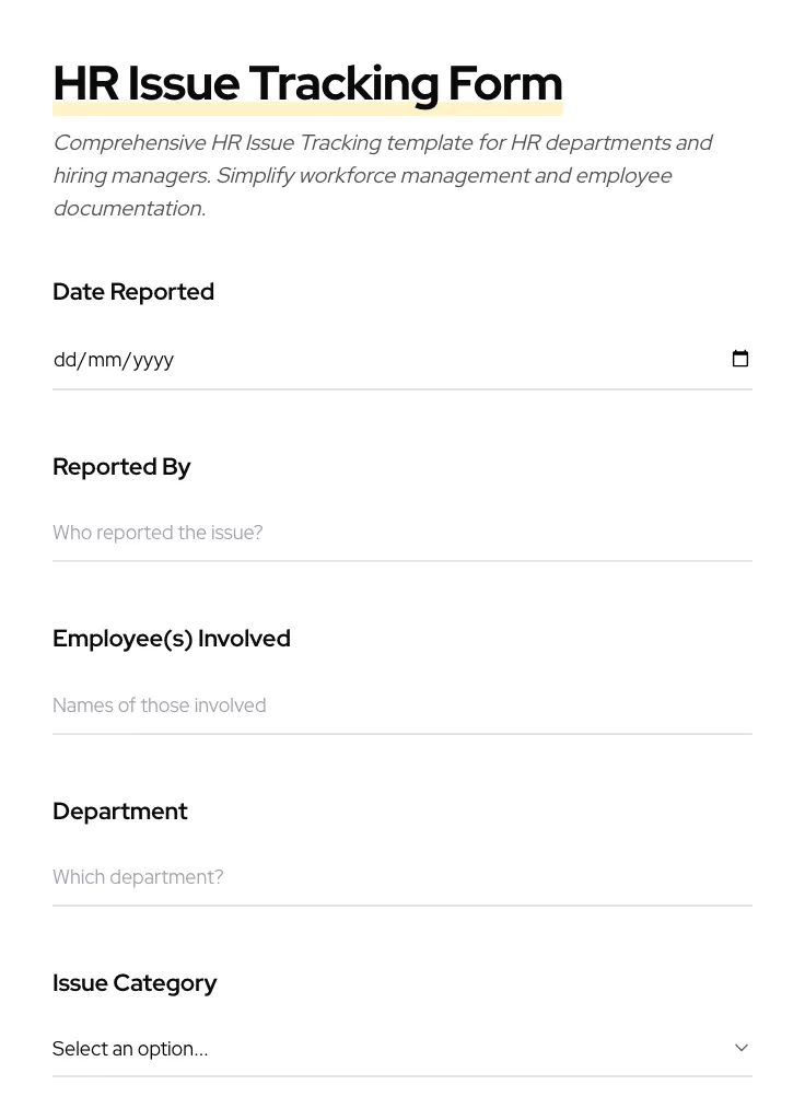 HR Issue Tracking preview