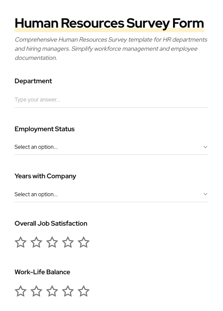 Human Resources Survey preview