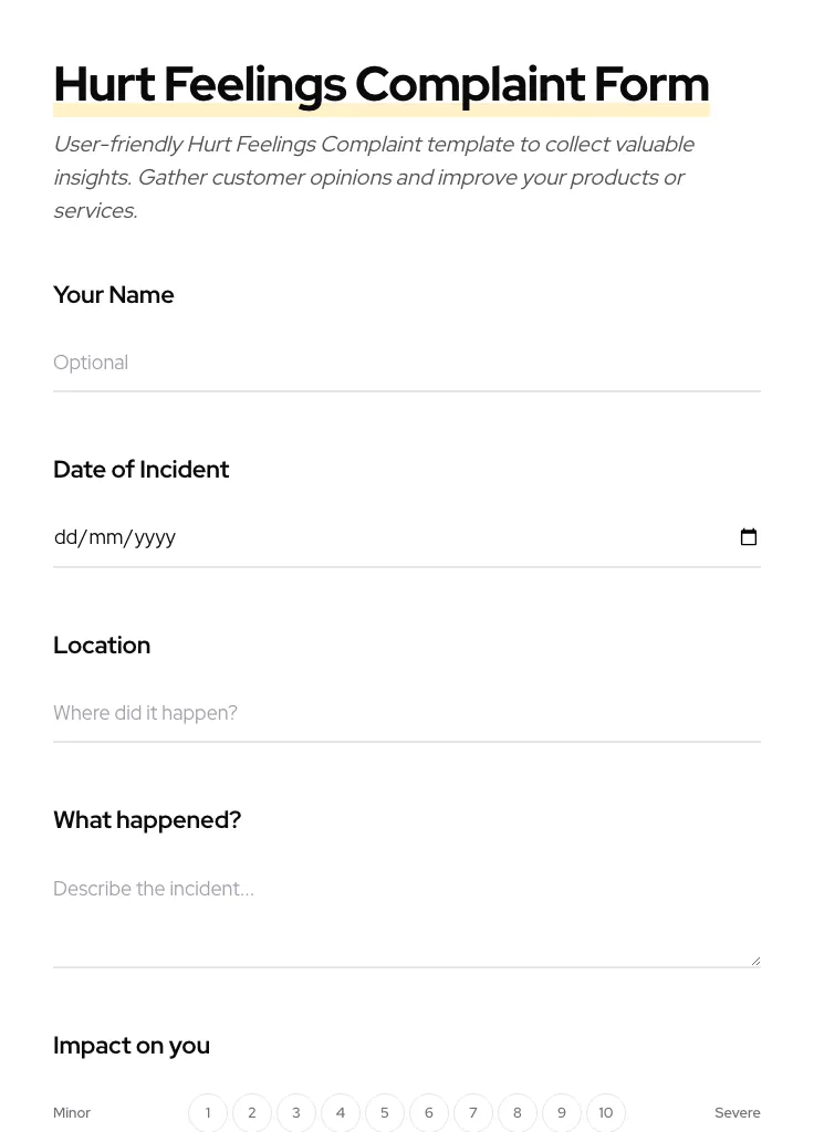 Hurt Feelings Complaint preview