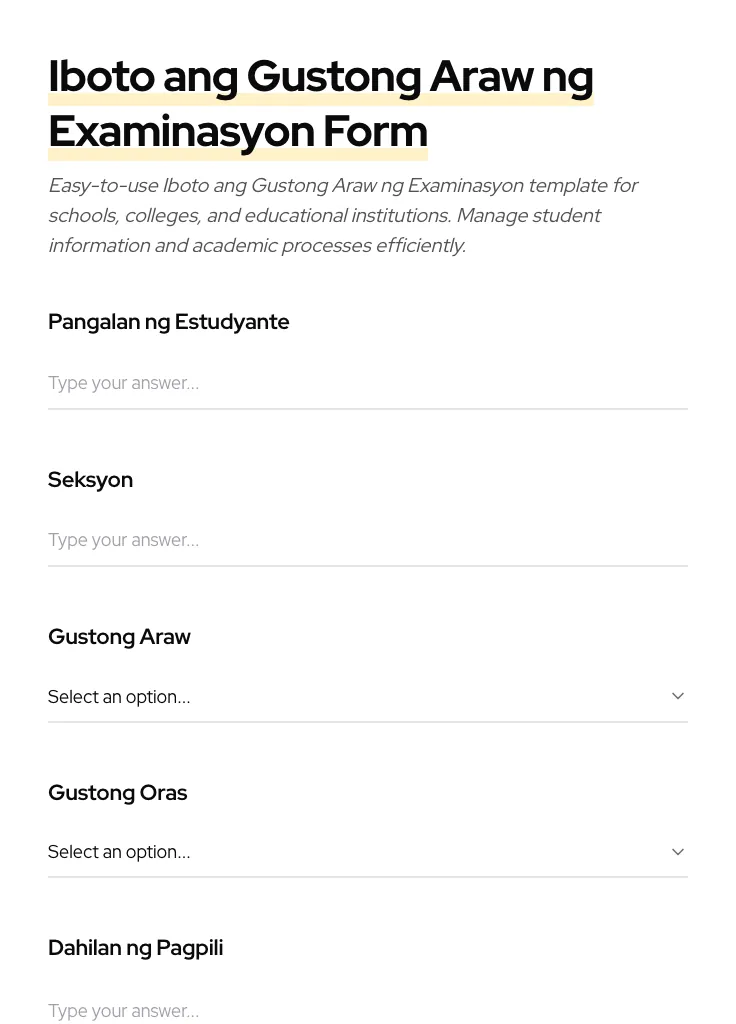 Iboto ang Gustong Araw ng Examinasyon preview