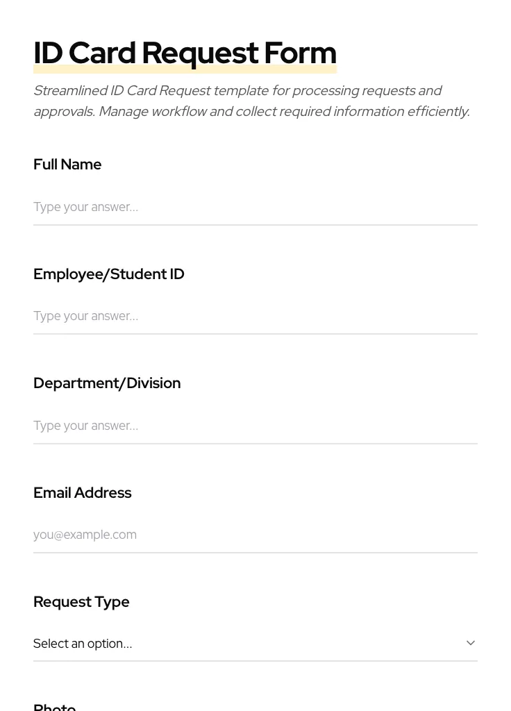ID Card Request preview