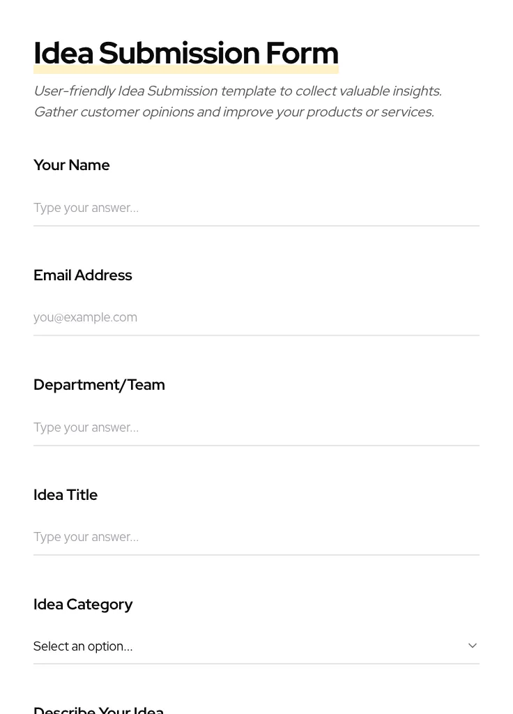 Idea Submission preview