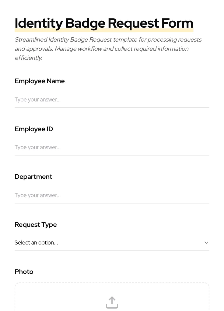 Identity Badge Request preview